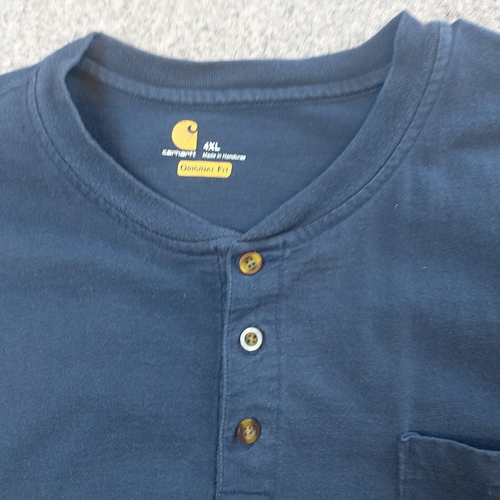 Carhartt Mens 4XL Navy Blue Short Sleeve Henley Pocket T-Shirt Original Fit - Picture 6 of 16